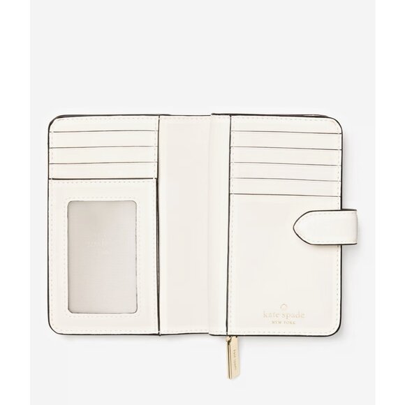 New Kate Spade Bridget Crinkle Patent Medium Compact Bifold Wallet Meringue - Picture 2 of 3